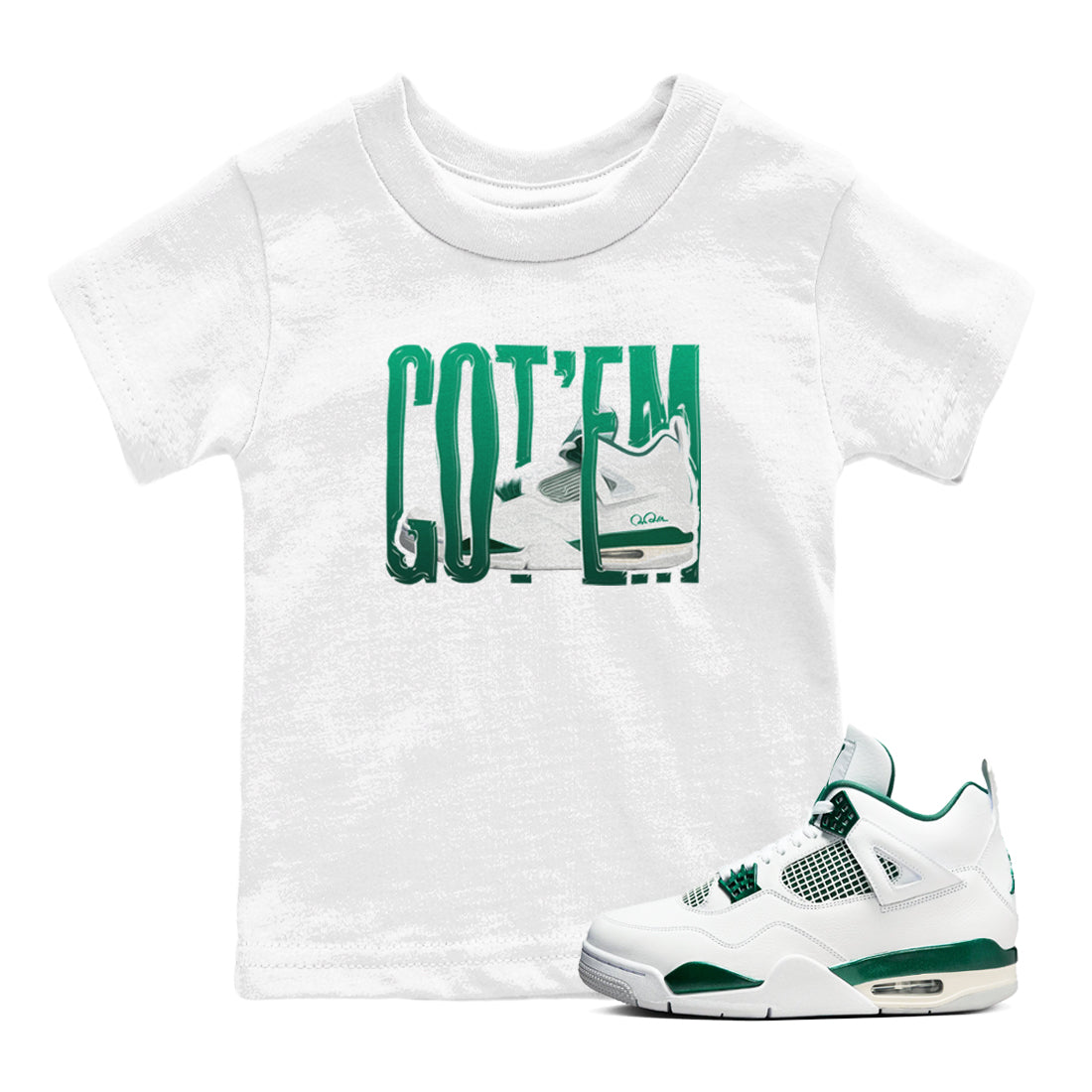 Wiggling Gotem snkmatch Tees Kids - Air Jordan 4 Oxidized Green