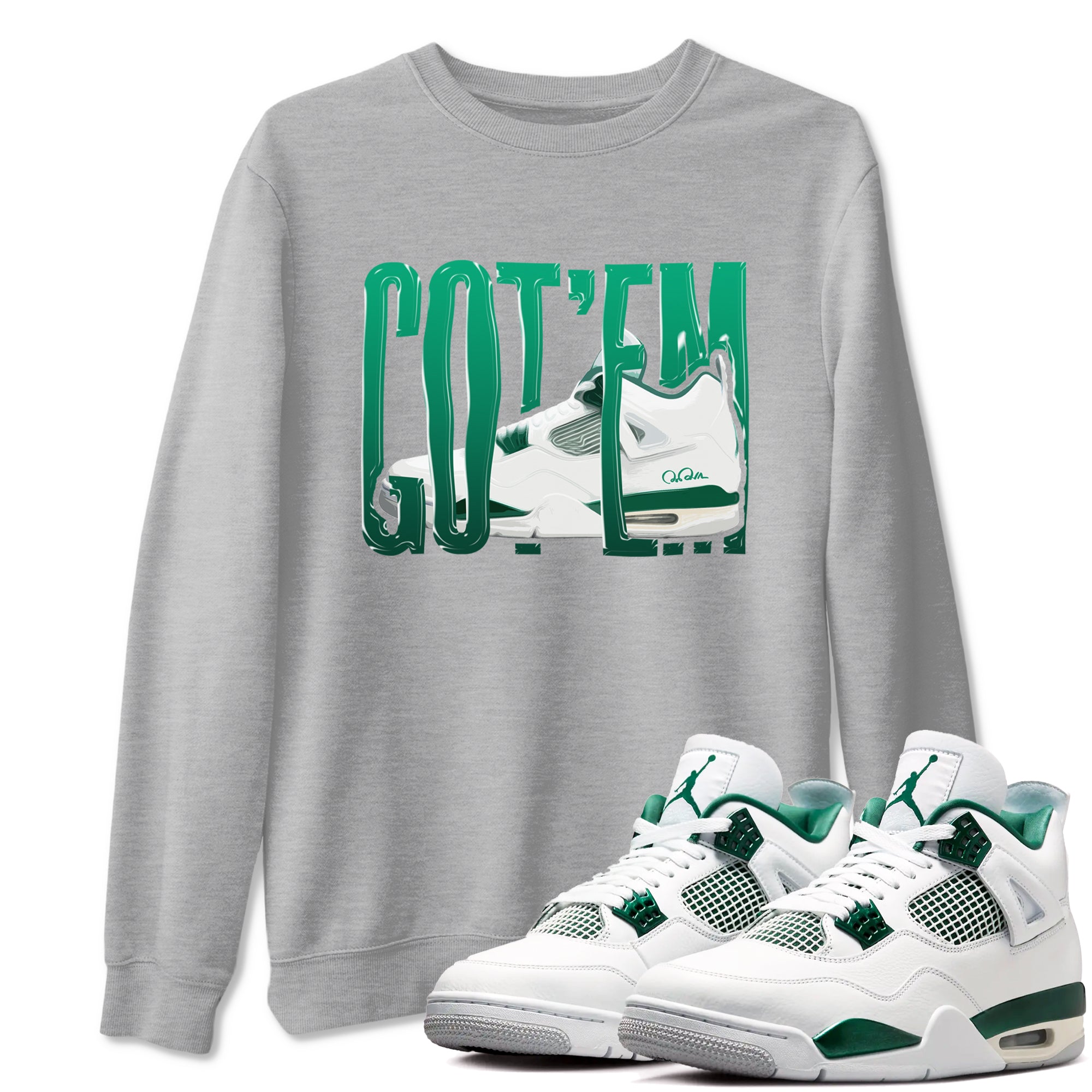 Wiggling Gotem snkmatch Tees - Air Jordan 4 Oxidized Green