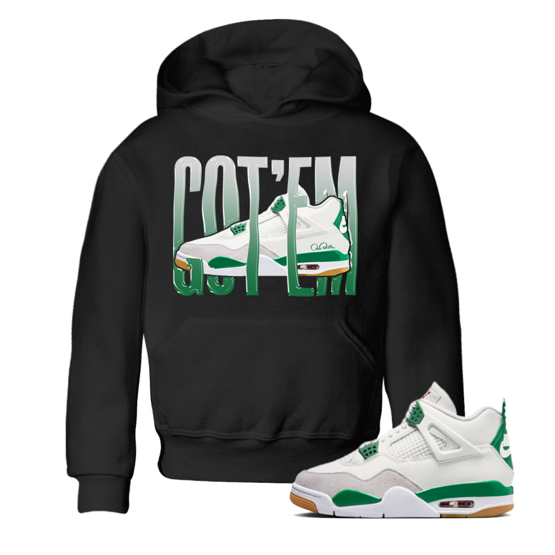 Wiggling Gotem Kids Tops - Air Jordan 4 Pine Green