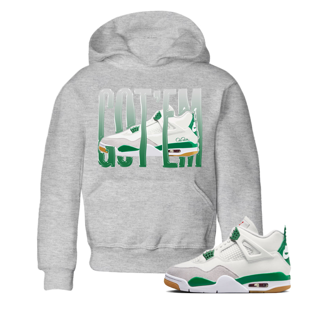 Wiggling Gotem Kids Tops - Air Jordan 4 Pine Green