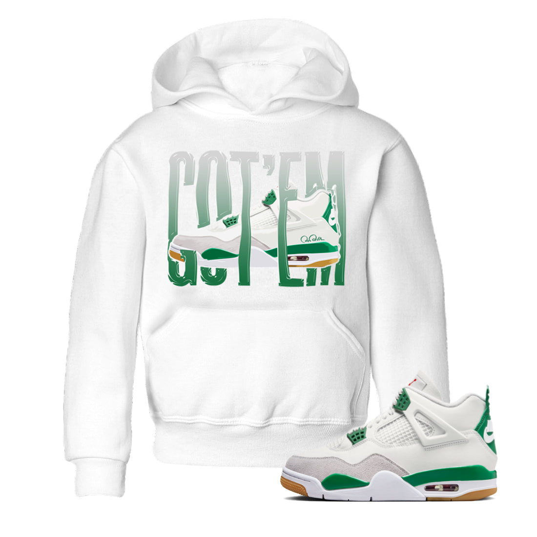 Wiggling Gotem Kids Tops - Air Jordan 4 Pine Green