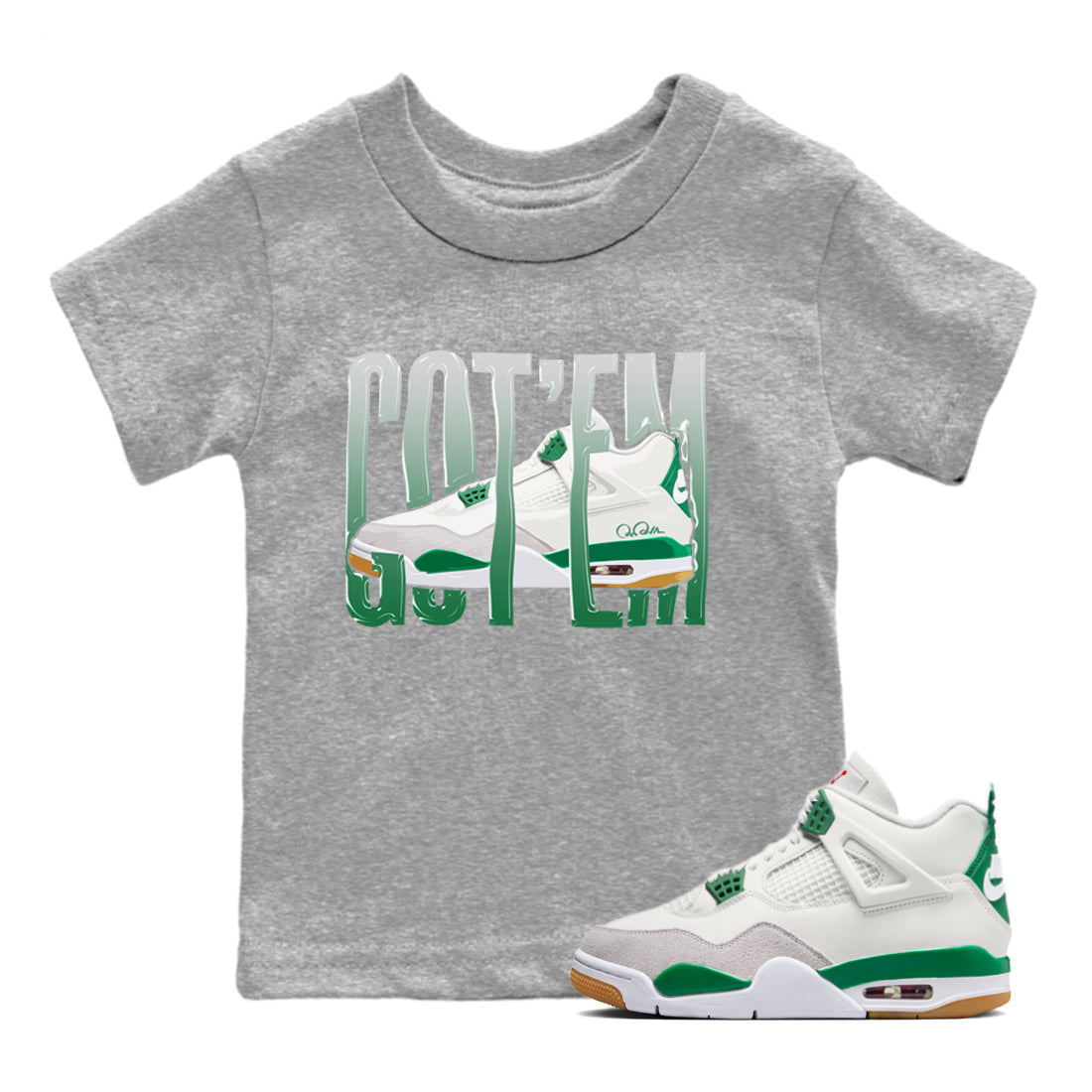 Wiggling Gotem Kids Tops - Air Jordan 4 Pine Green