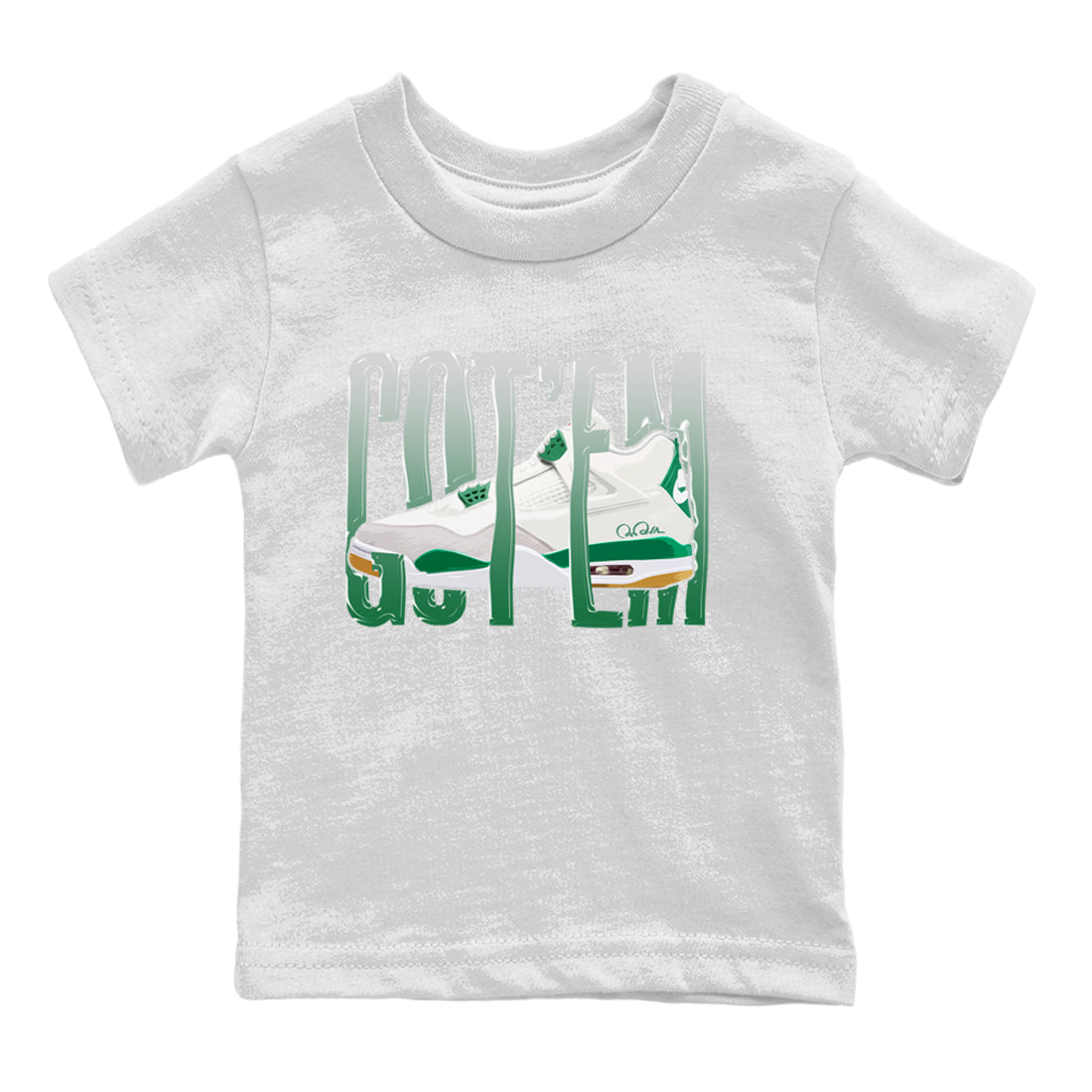 Wiggling Gotem Kids Tops - Air Jordan 4 Pine Green