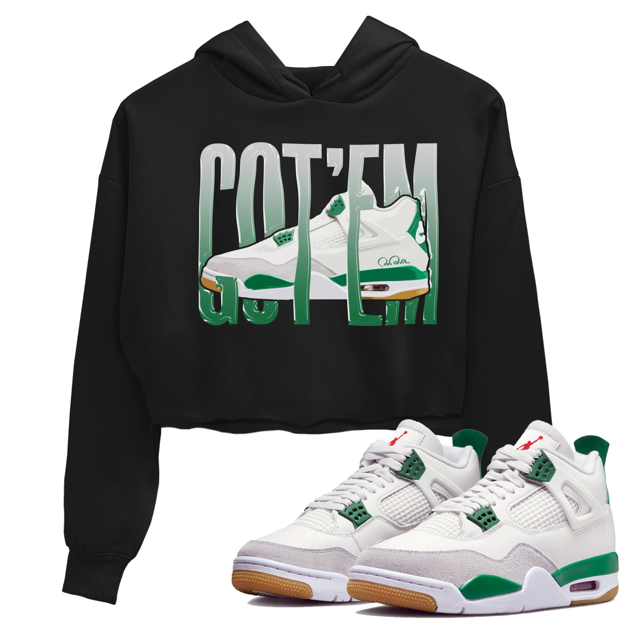 Wiggling Gotem Women's Tops - Air Jordan 4 Pine Green