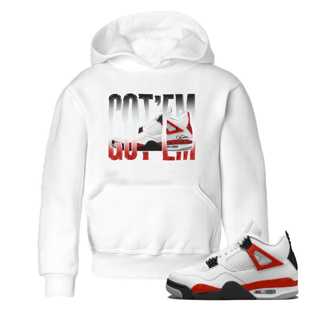 Wiggling Gotem Kids Tops - Air Jordan 4 Red Cement
