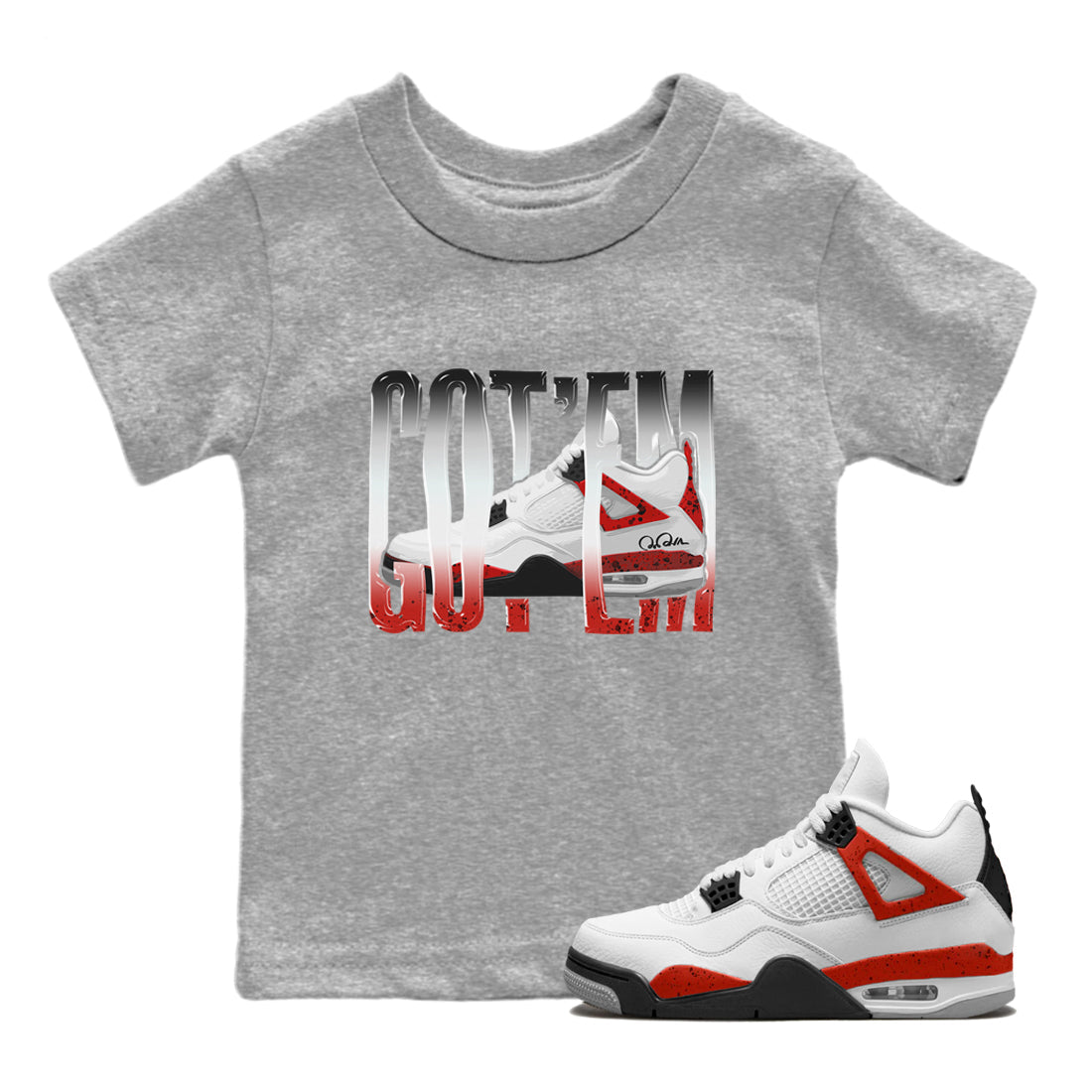 Wiggling Gotem Kids Tops - Air Jordan 4 Red Cement