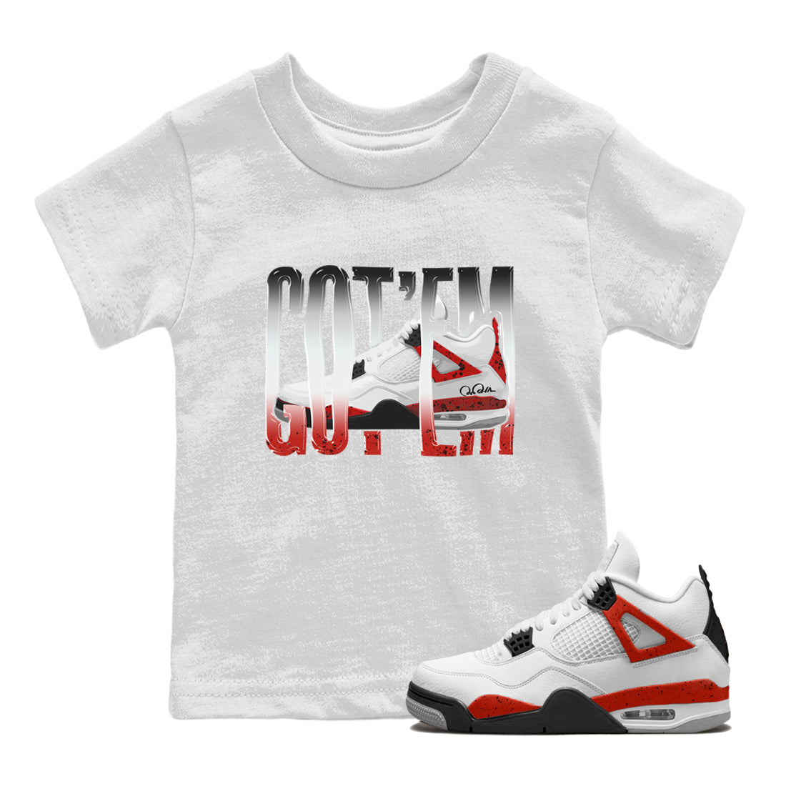 Wiggling Gotem Kids Tops - Air Jordan 4 Red Cement
