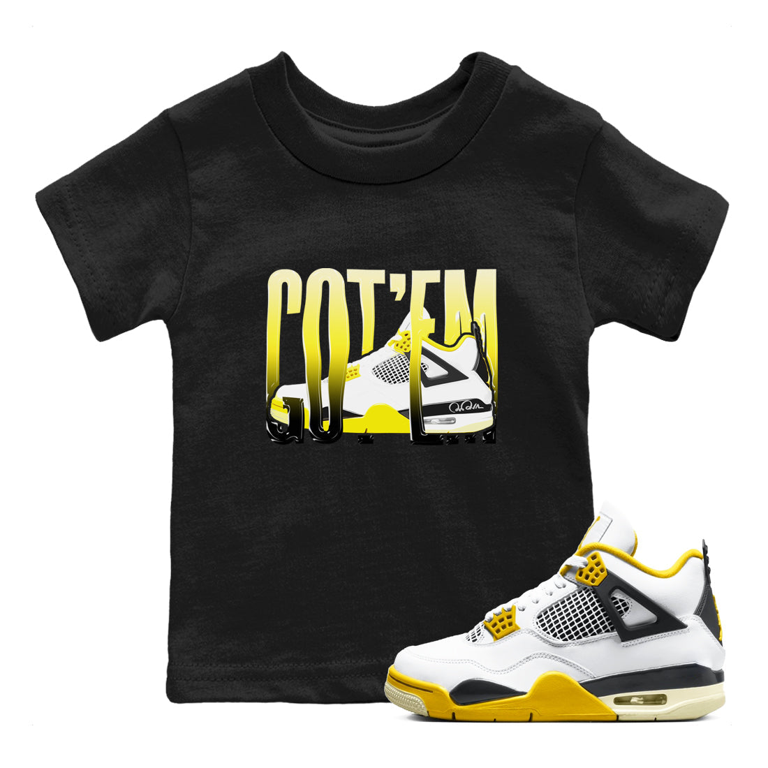 Wiggling Gotem snkmatch Tees Kids - Air Jordan 4 Vivid Sulfur