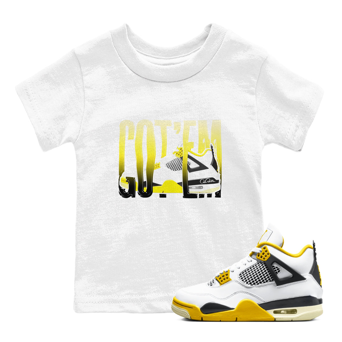 Wiggling Gotem snkmatch Tees Kids - Air Jordan 4 Vivid Sulfur