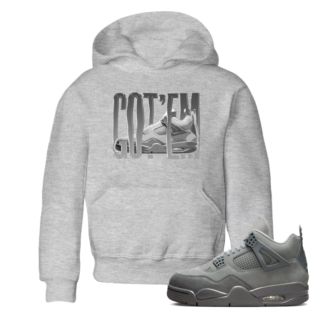 Wiggling Gotem snkmatch Tees Kids - Air Jordan 4 Wet Cement