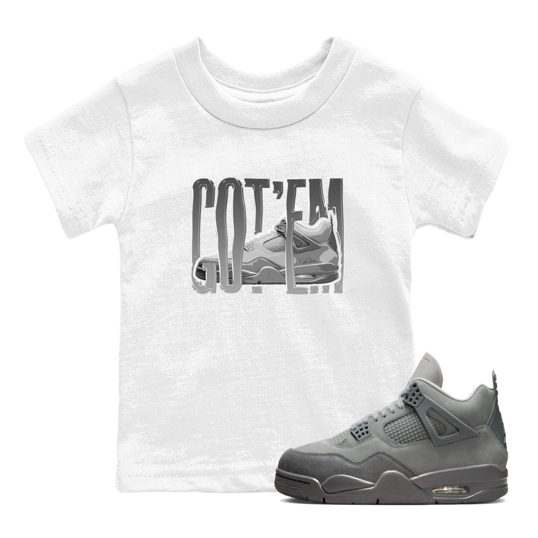 Wiggling Gotem snkmatch Tees Kids - Air Jordan 4 Wet Cement