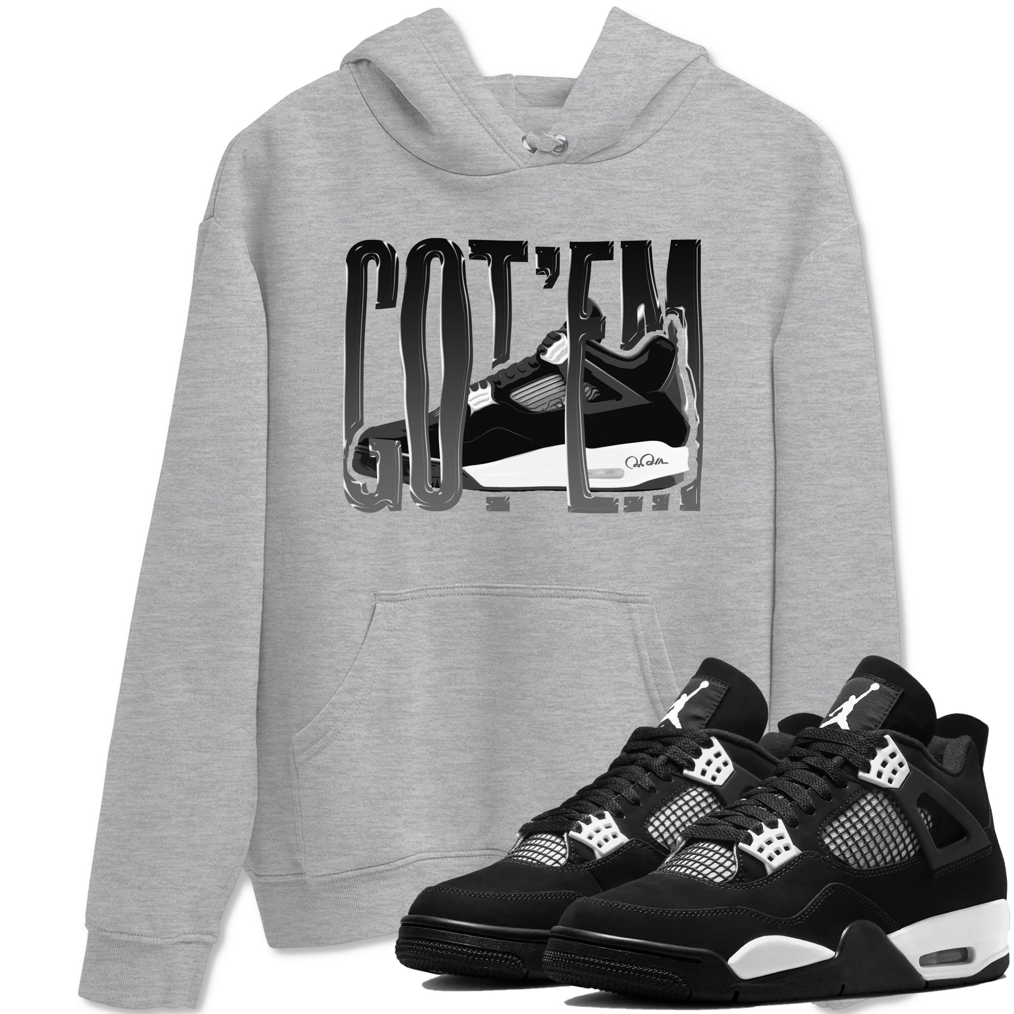 Wiggling Gotem snkmatch Tees - Air Jordan 4 White Thunder