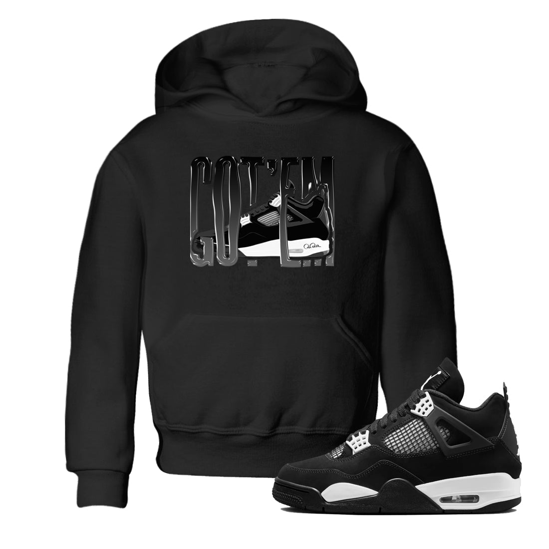 Wiggling Gotem snkmatch Tees Kids - Air Jordan 4 White Thunder