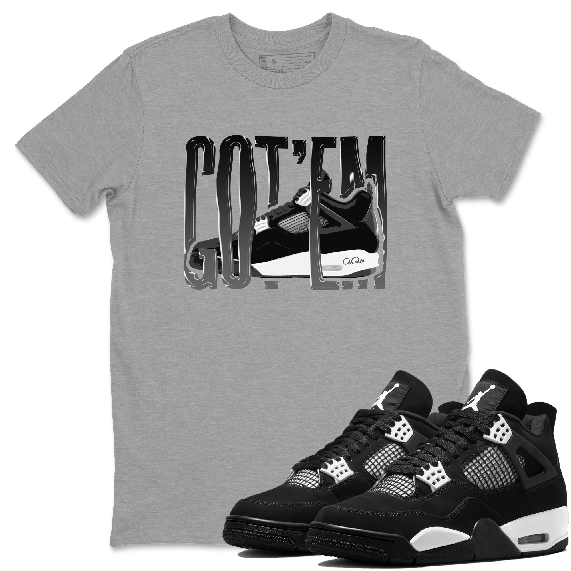 Wiggling Gotem snkmatch Tees - Air Jordan 4 White Thunder