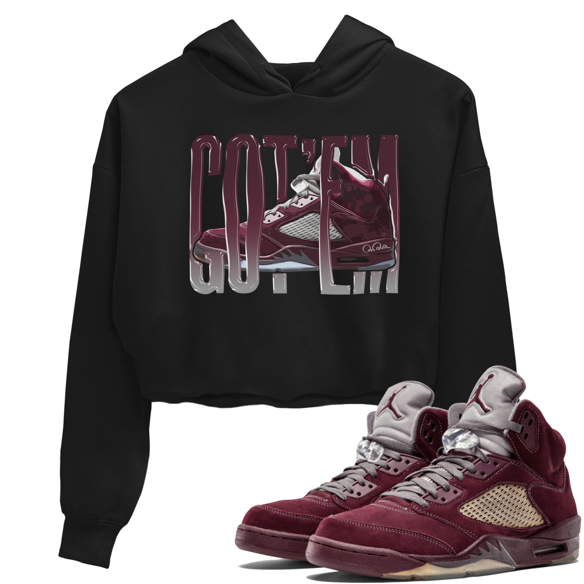Wiggling Gotem Women's Tops - Air Jordan 5 Burgundy