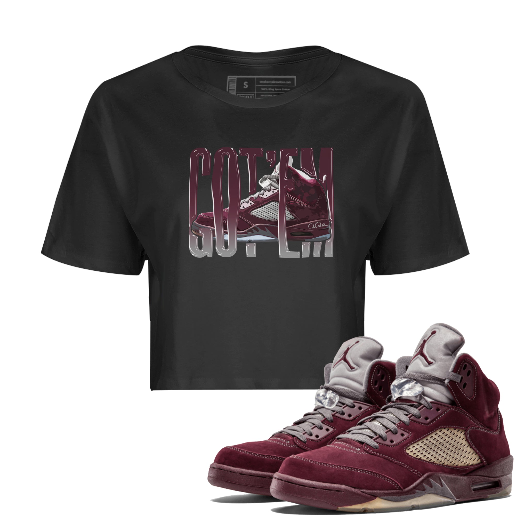 Wiggling Gotem Women's Tops - Air Jordan 5 Burgundy