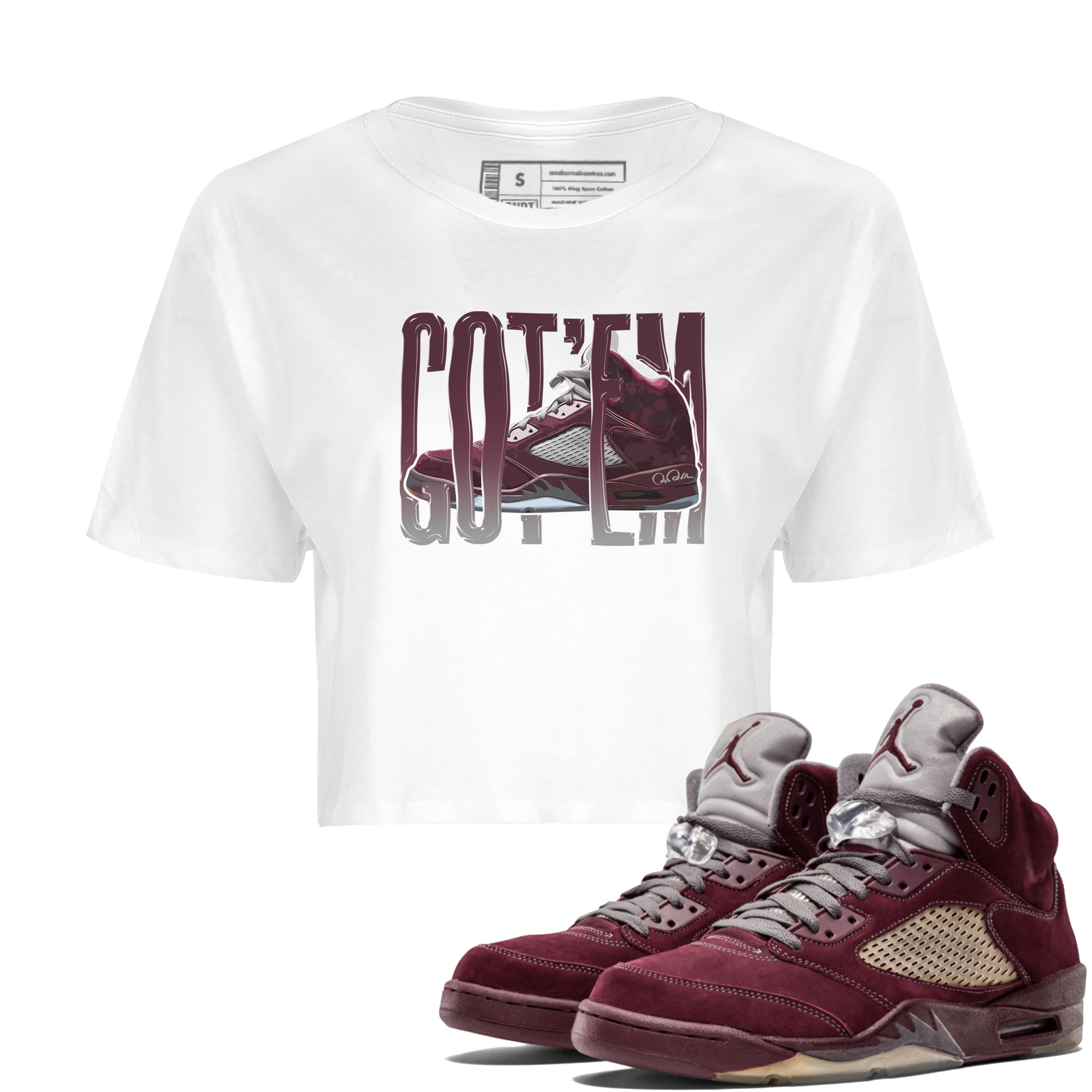 Wiggling Gotem Women's Tops - Air Jordan 5 Burgundy