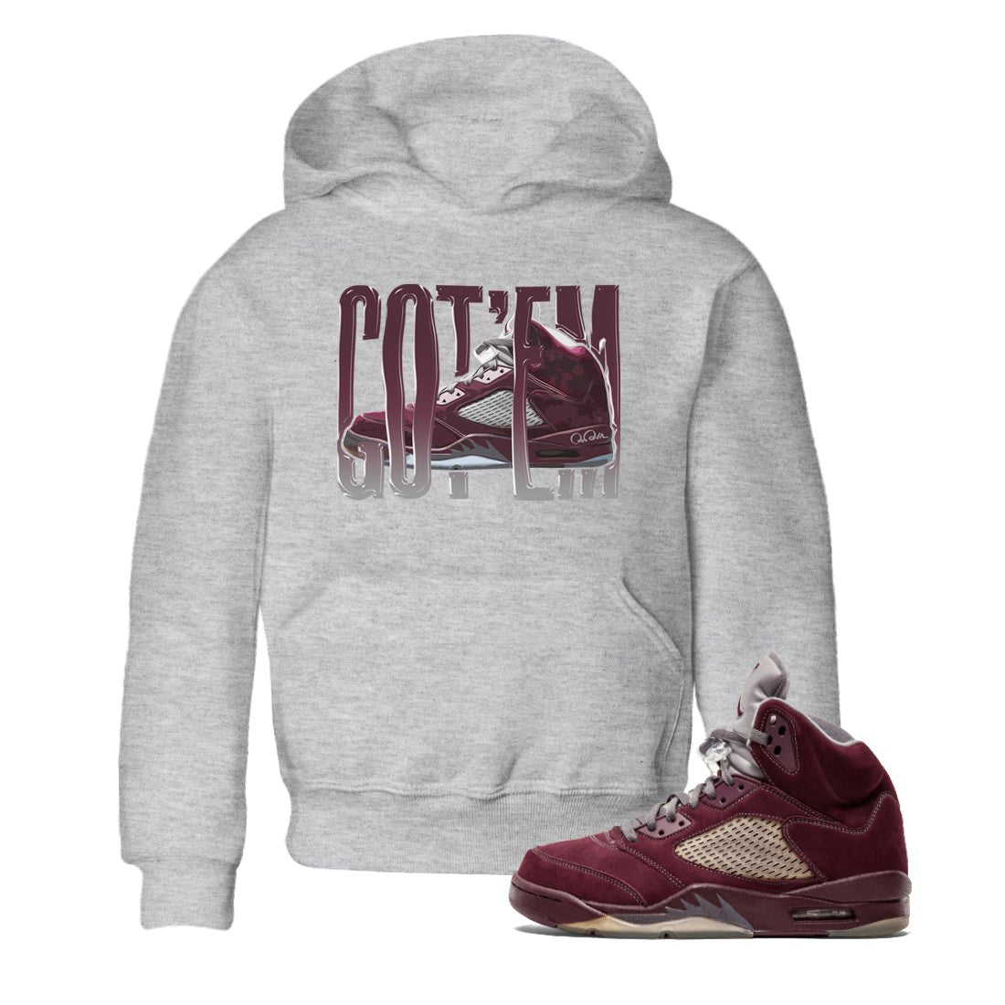 Wiggling Gotem Kids Tops - Air Jordan 5 Burgundy