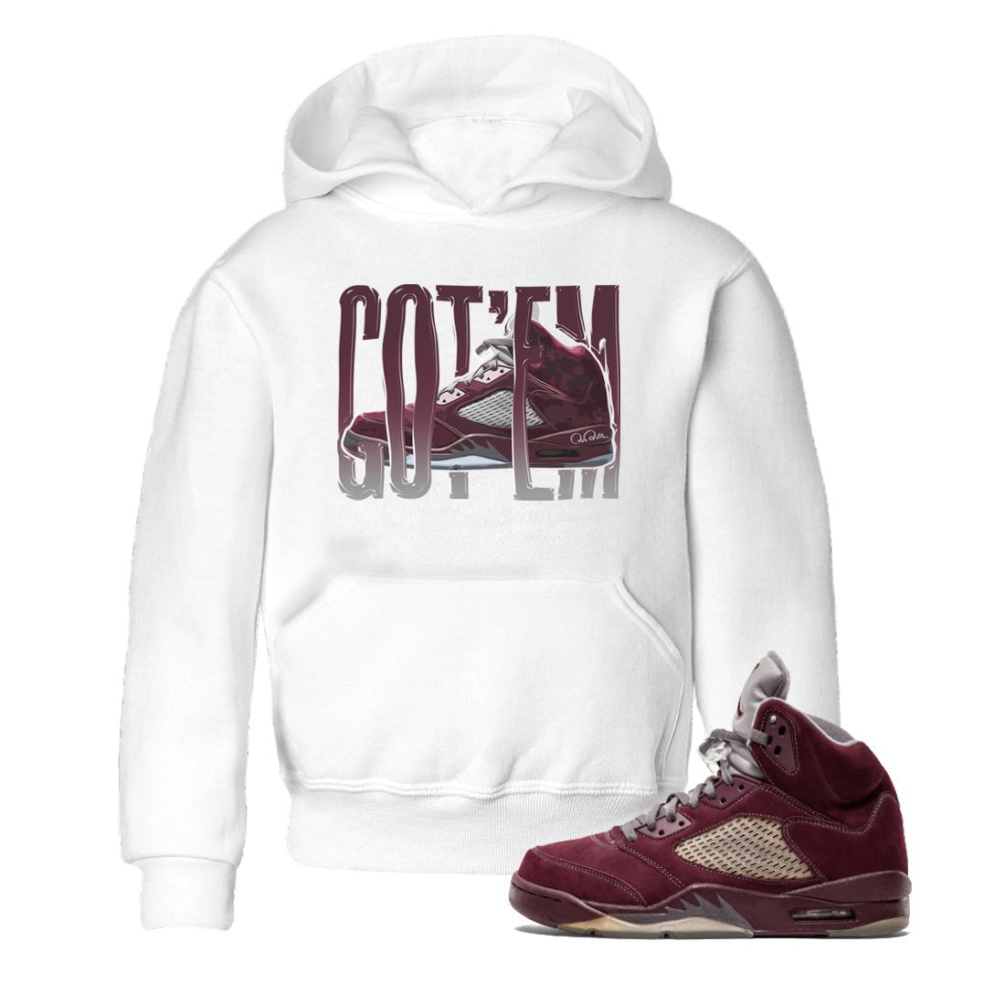 Wiggling Gotem Kids Tops - Air Jordan 5 Burgundy