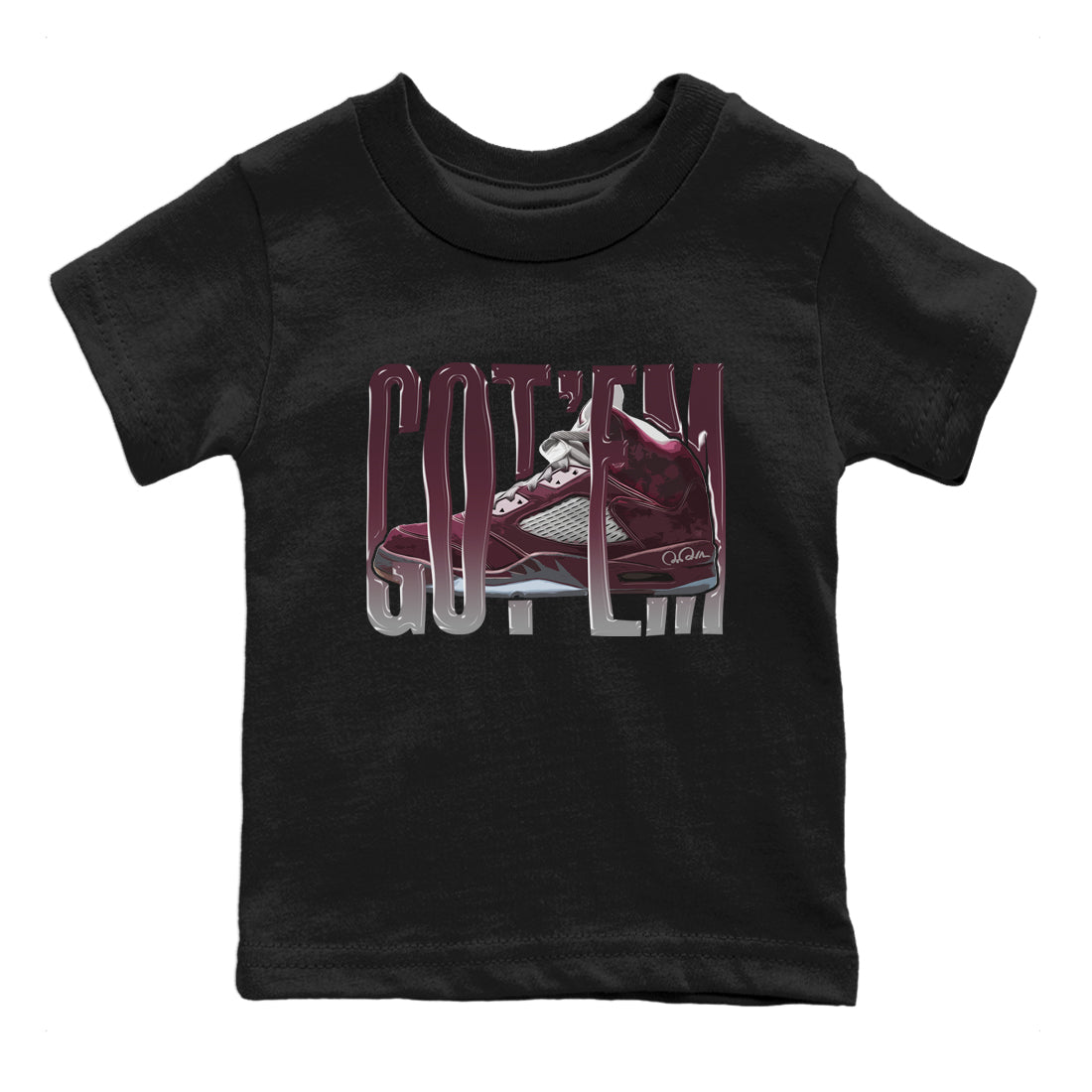 Wiggling Gotem Kids Tops - Air Jordan 5 Burgundy