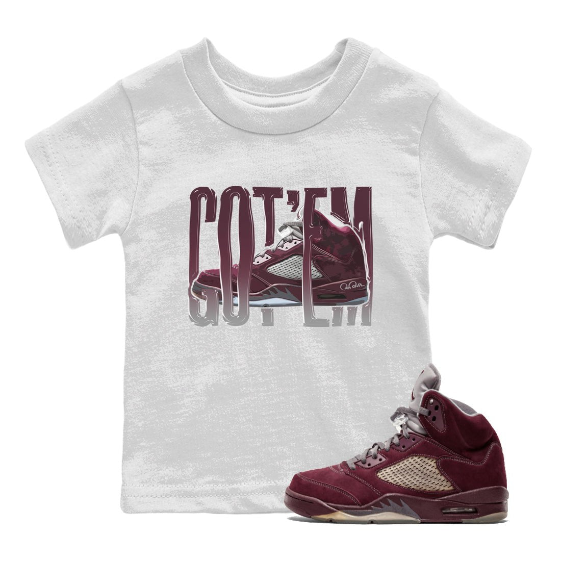 Wiggling Gotem Kids Tops - Air Jordan 5 Burgundy