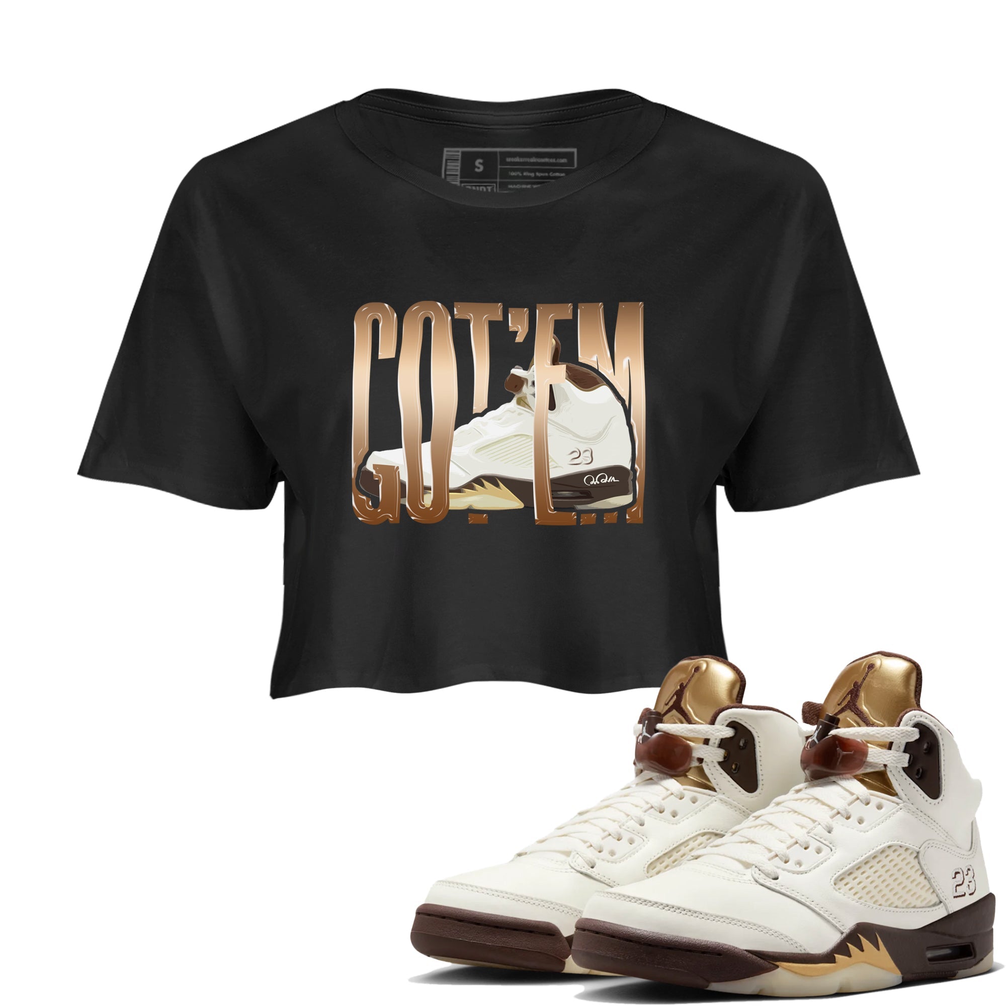 Wiggling Gotem snkmatch Women's Top - Air Jordan 5 Golden Ticket