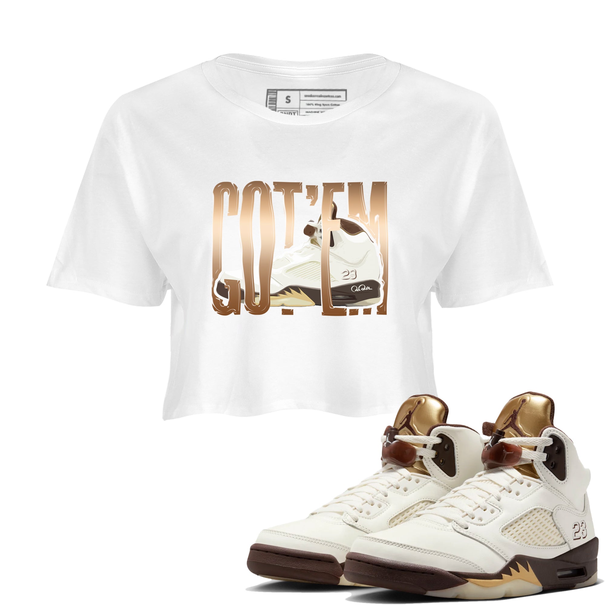 Wiggling Gotem snkmatch Women's Top - Air Jordan 5 Golden Ticket