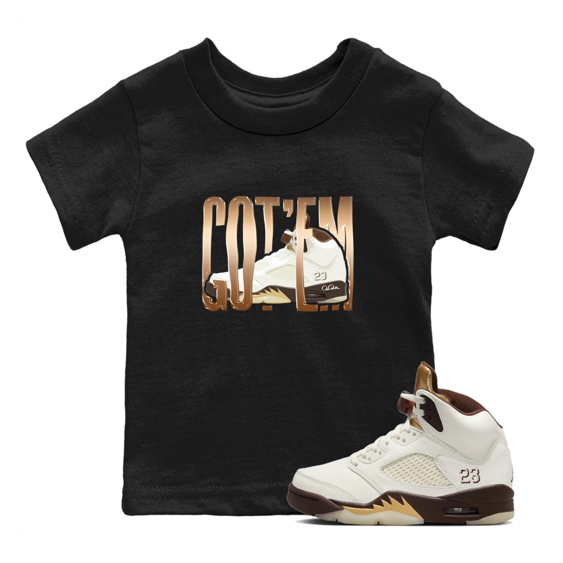 Wiggling Gotem snkmatch Tees Kids - Air Jordan 5 Golden Ticket