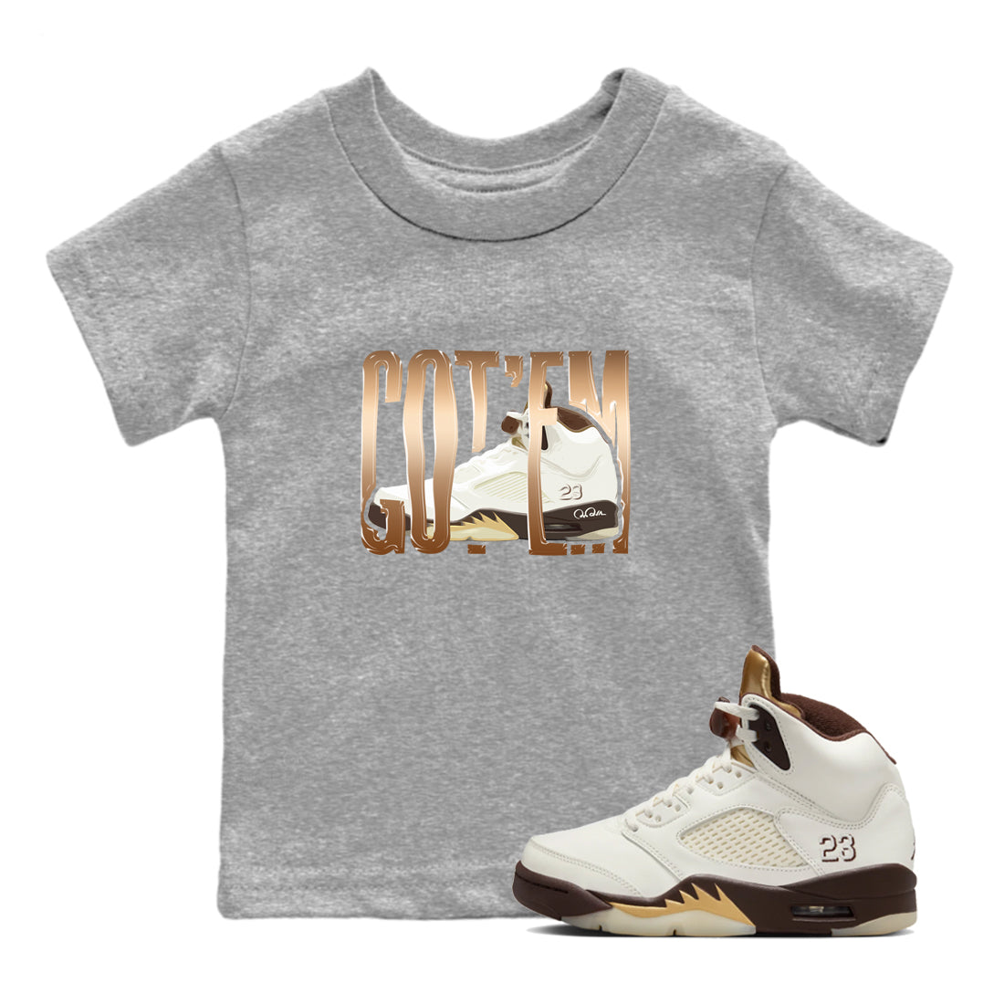 Wiggling Gotem snkmatch Tees Kids - Air Jordan 5 Golden Ticket
