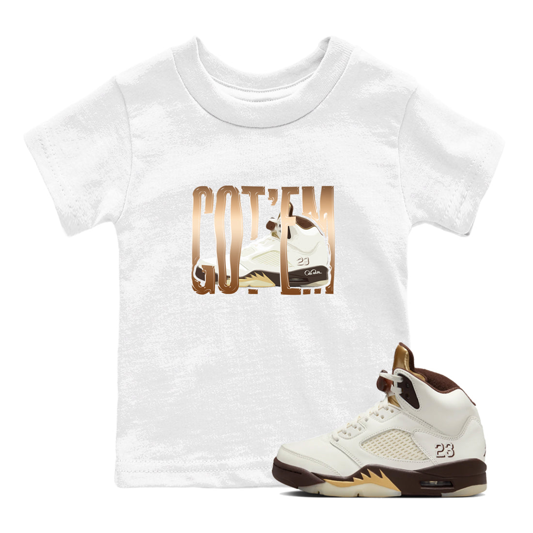 Wiggling Gotem snkmatch Tees Kids - Air Jordan 5 Golden Ticket