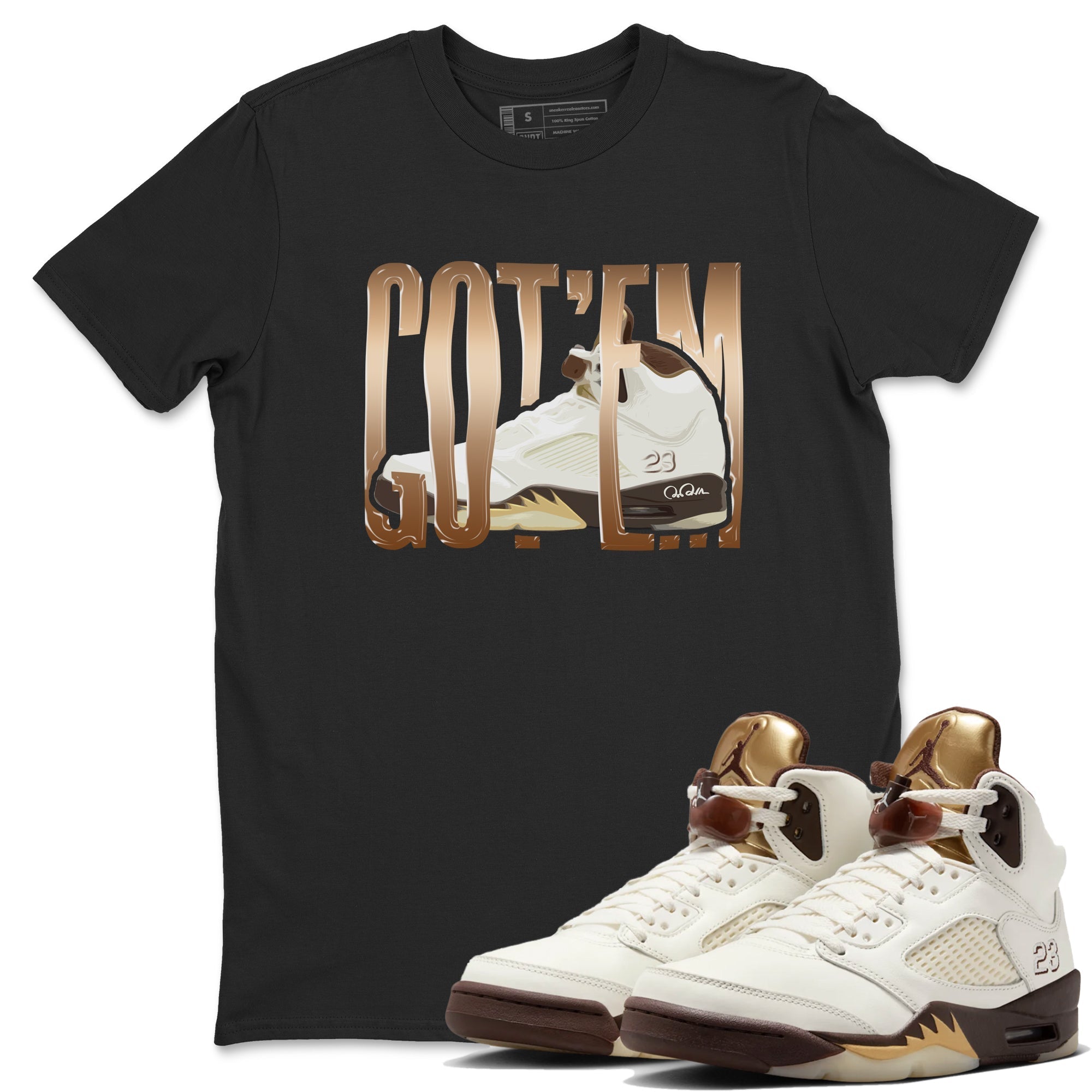 Wiggling Gotem snkmatch Tees - Air Jordan 5 Golden Ticket