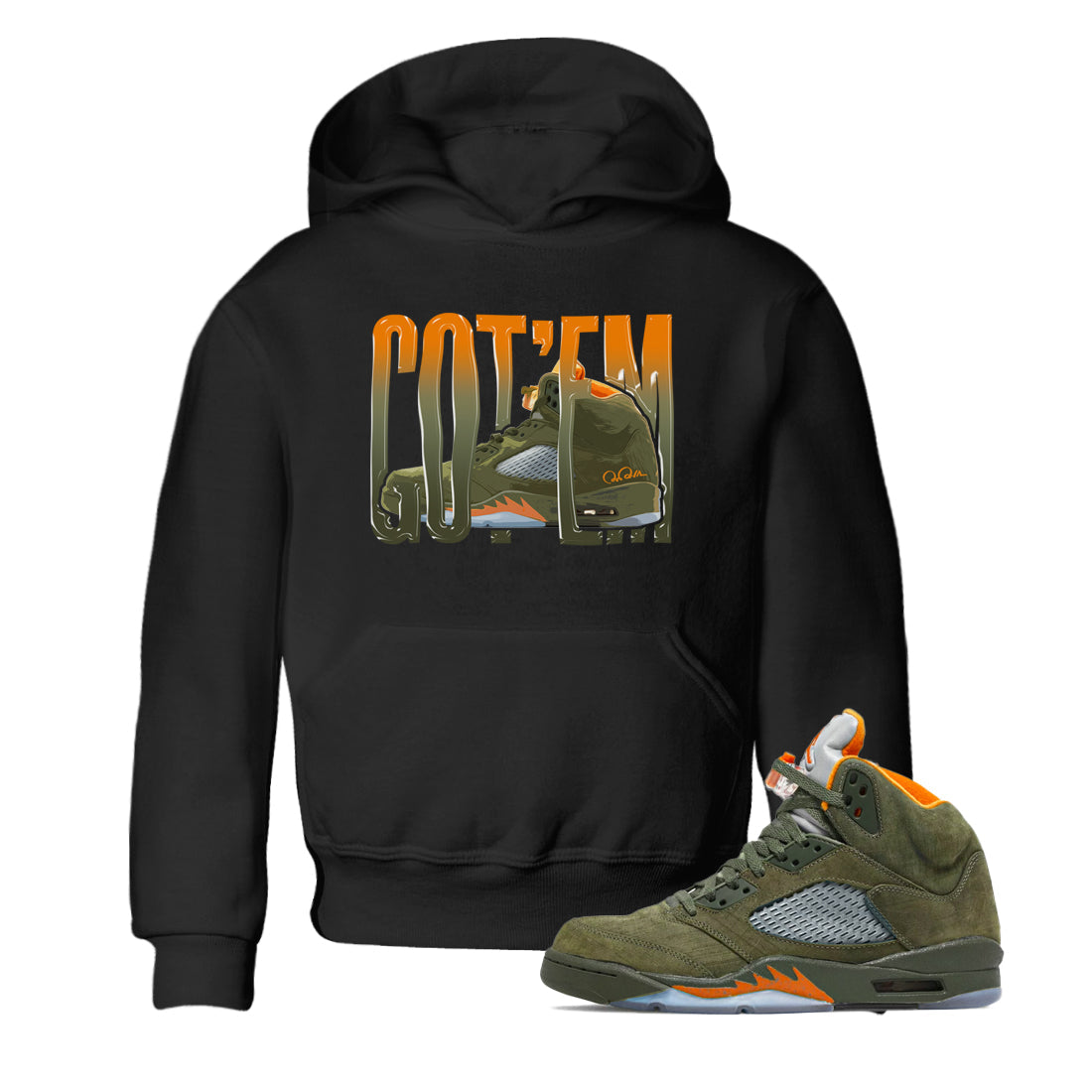 Wiggling Gotem snkmatch Tees Kids - Air Jordan 5 Olive