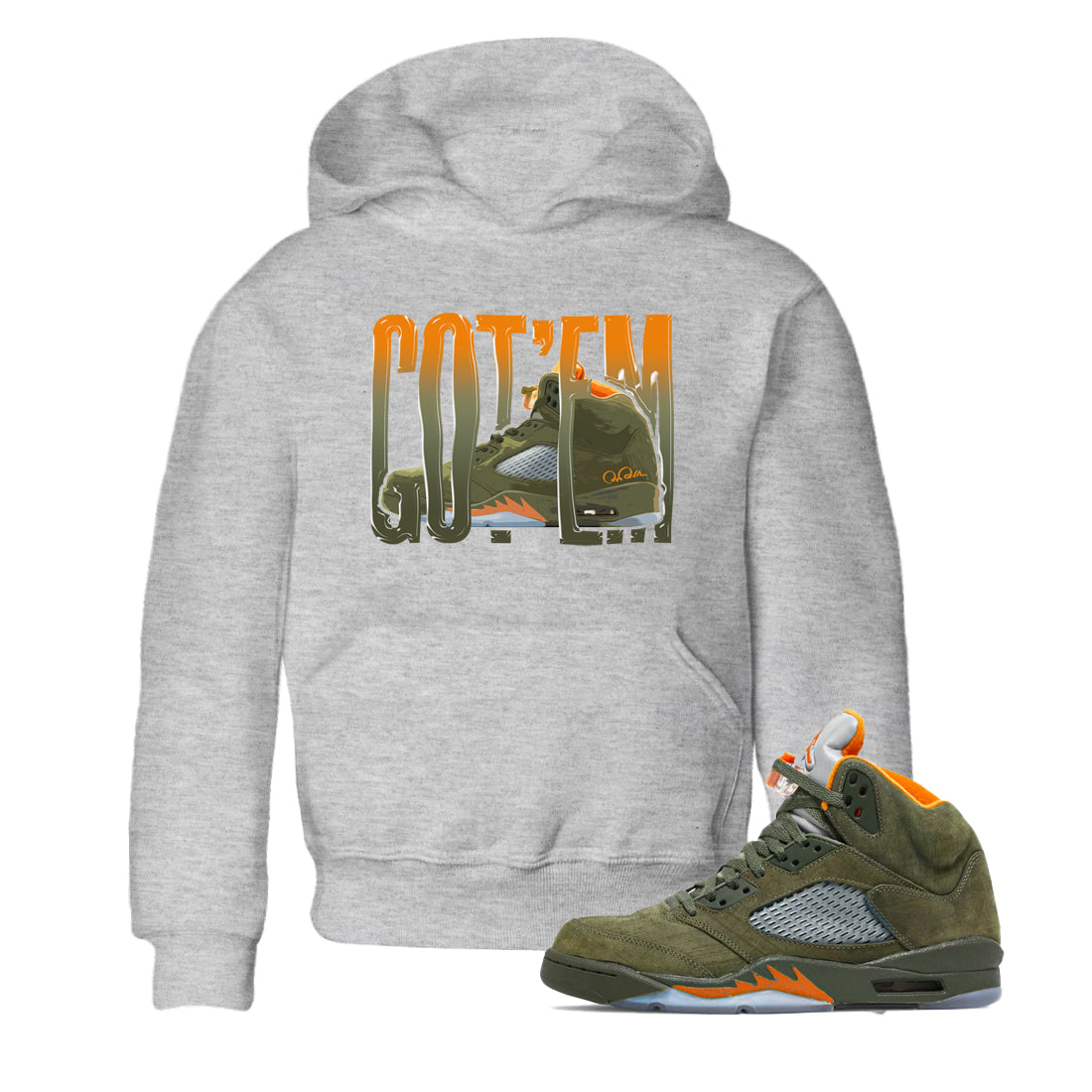Wiggling Gotem snkmatch Tees Kids - Air Jordan 5 Olive