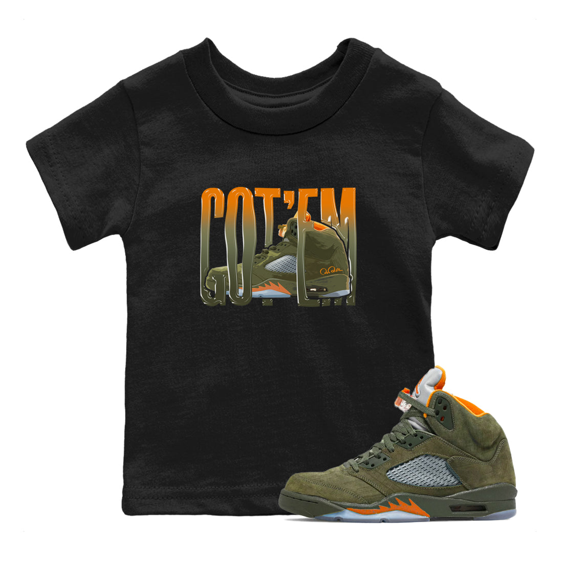 Wiggling Gotem snkmatch Tees Kids - Air Jordan 5 Olive