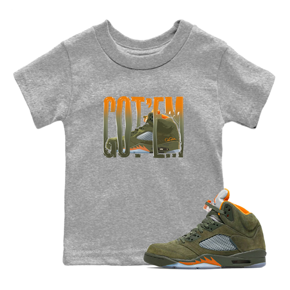 Wiggling Gotem snkmatch Tees Kids - Air Jordan 5 Olive