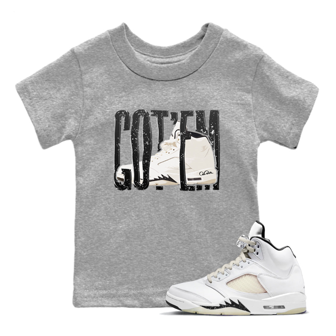 Wiggling Gotem snkmatch Tees Kids - Air Jordan 5 Sail