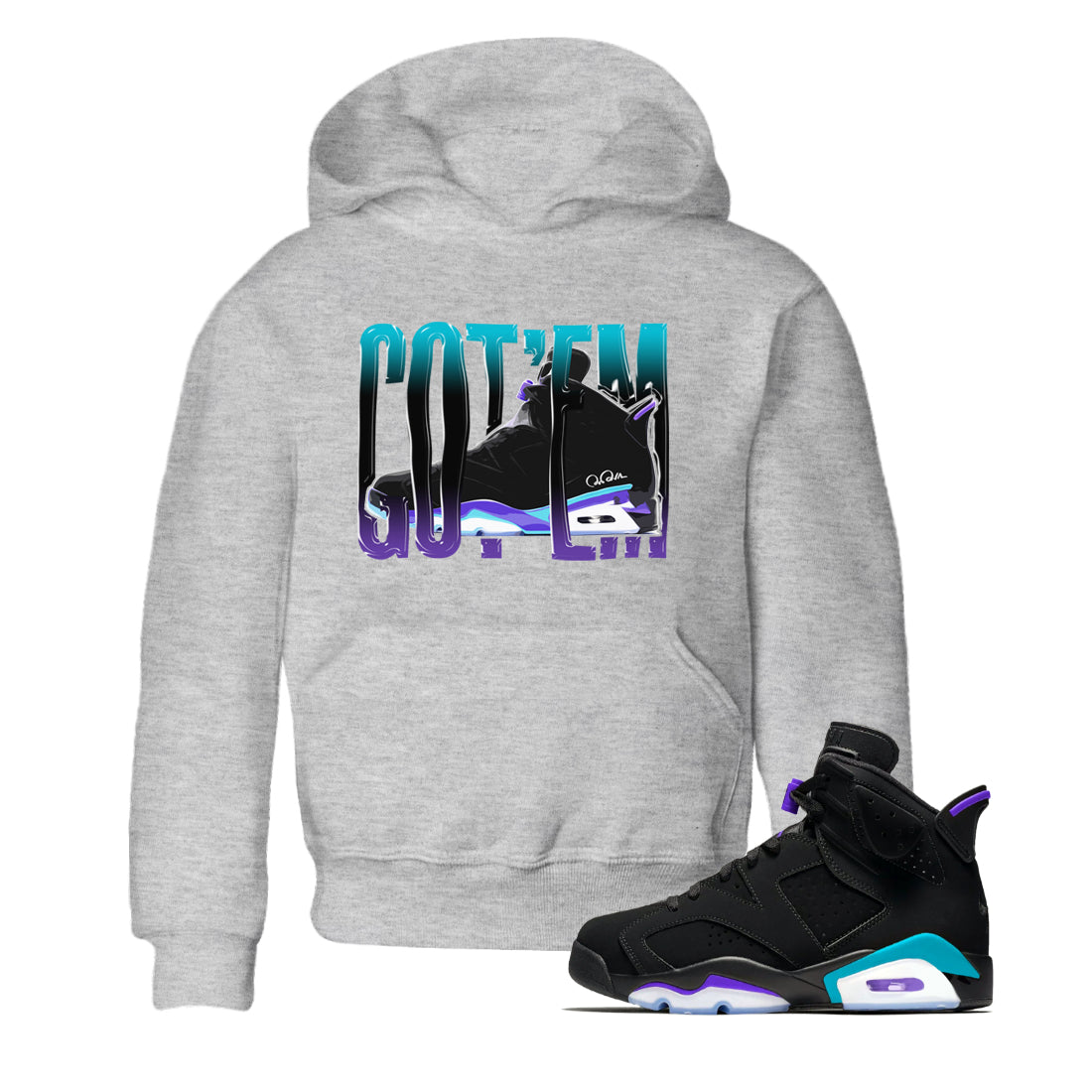 Wiggling Gotem Kids Tops - Air Jordan 6 Aqua