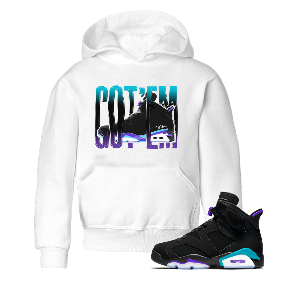 Wiggling Gotem Kids Tops - Air Jordan 6 Aqua