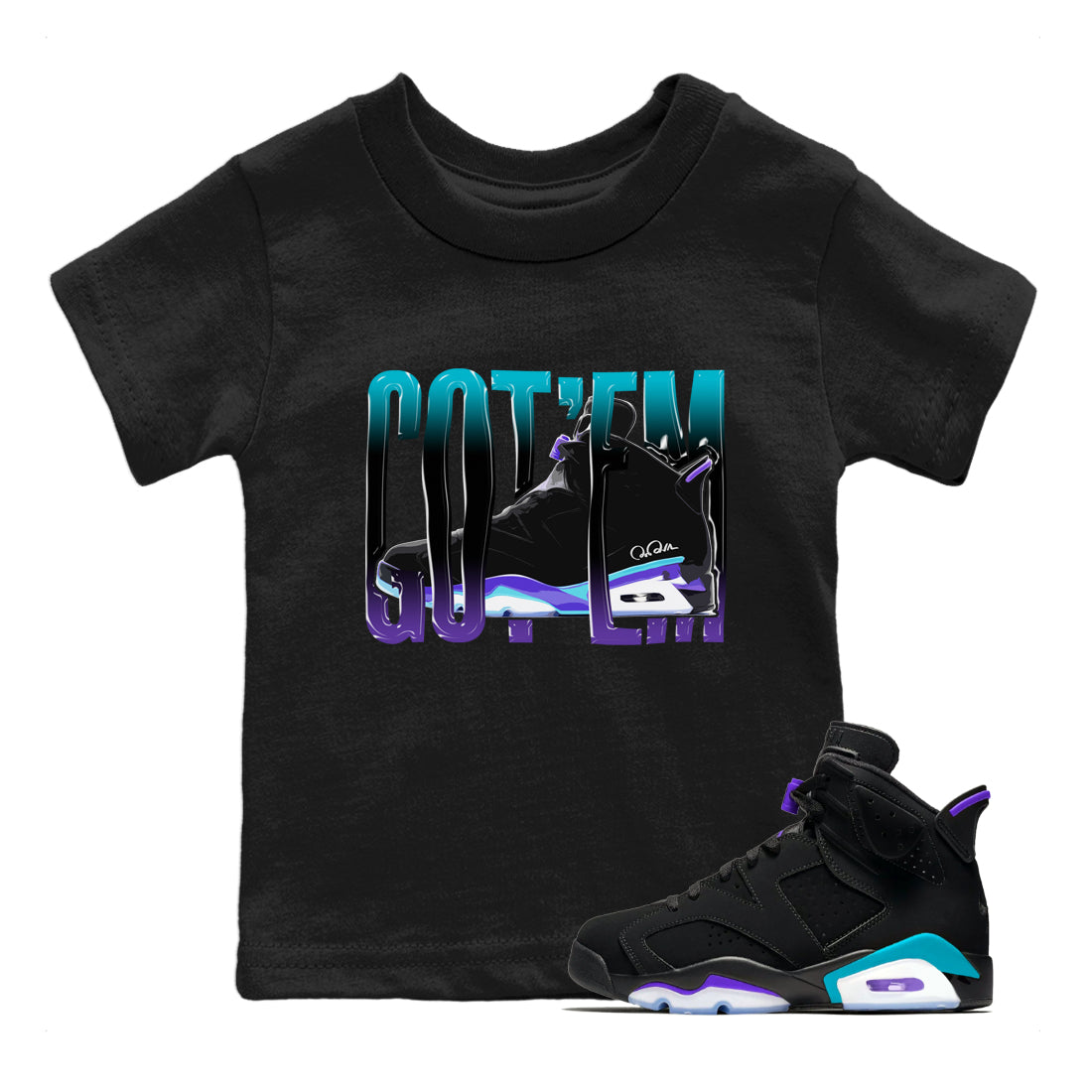 Wiggling Gotem Kids Tops - Air Jordan 6 Aqua