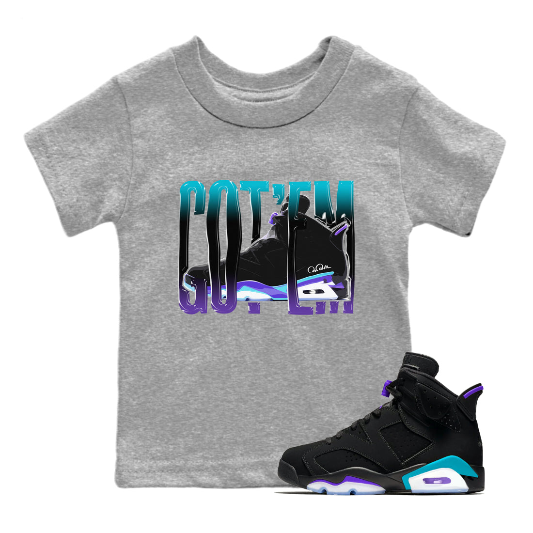Wiggling Gotem Kids Tops - Air Jordan 6 Aqua