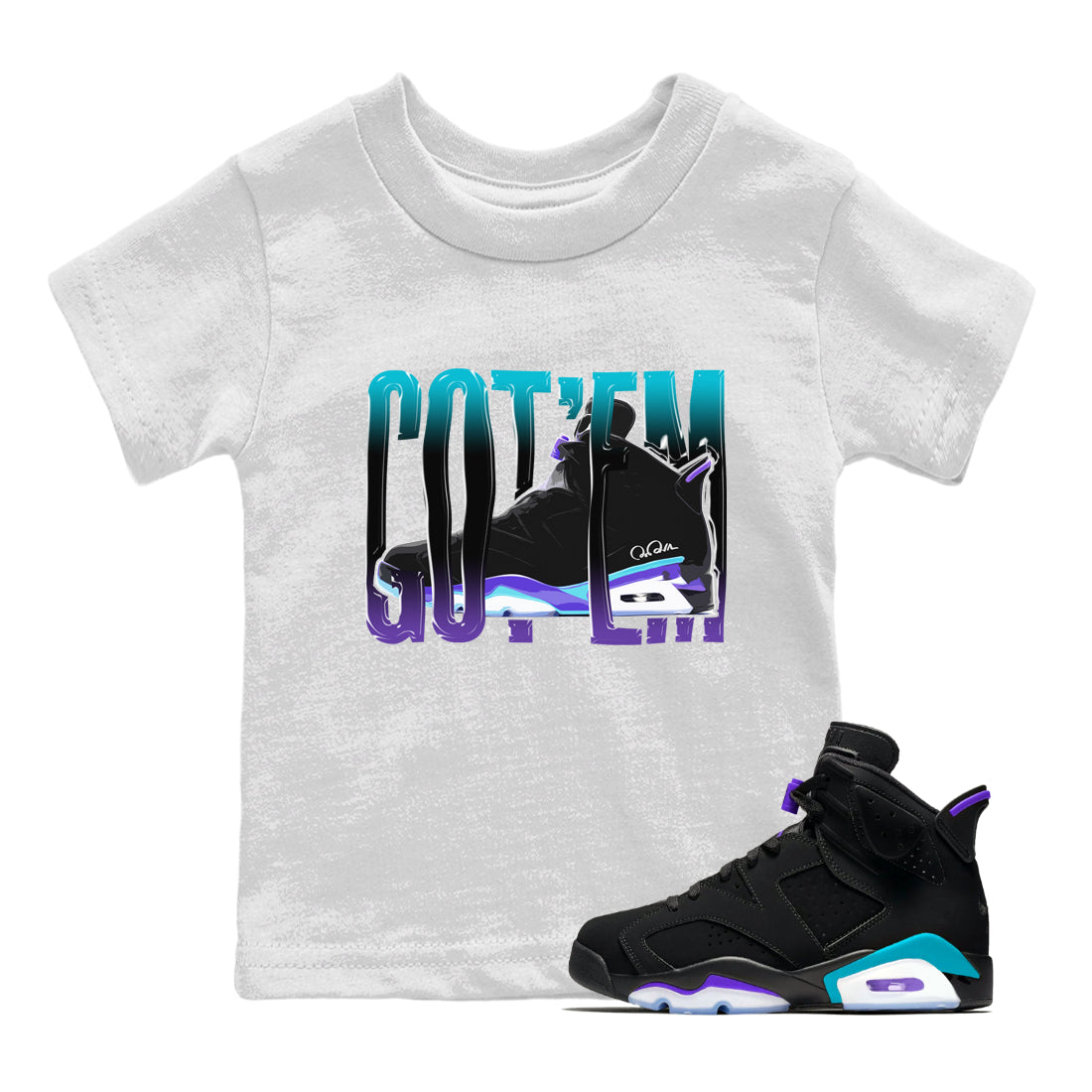 Wiggling Gotem Kids Tops - Air Jordan 6 Aqua