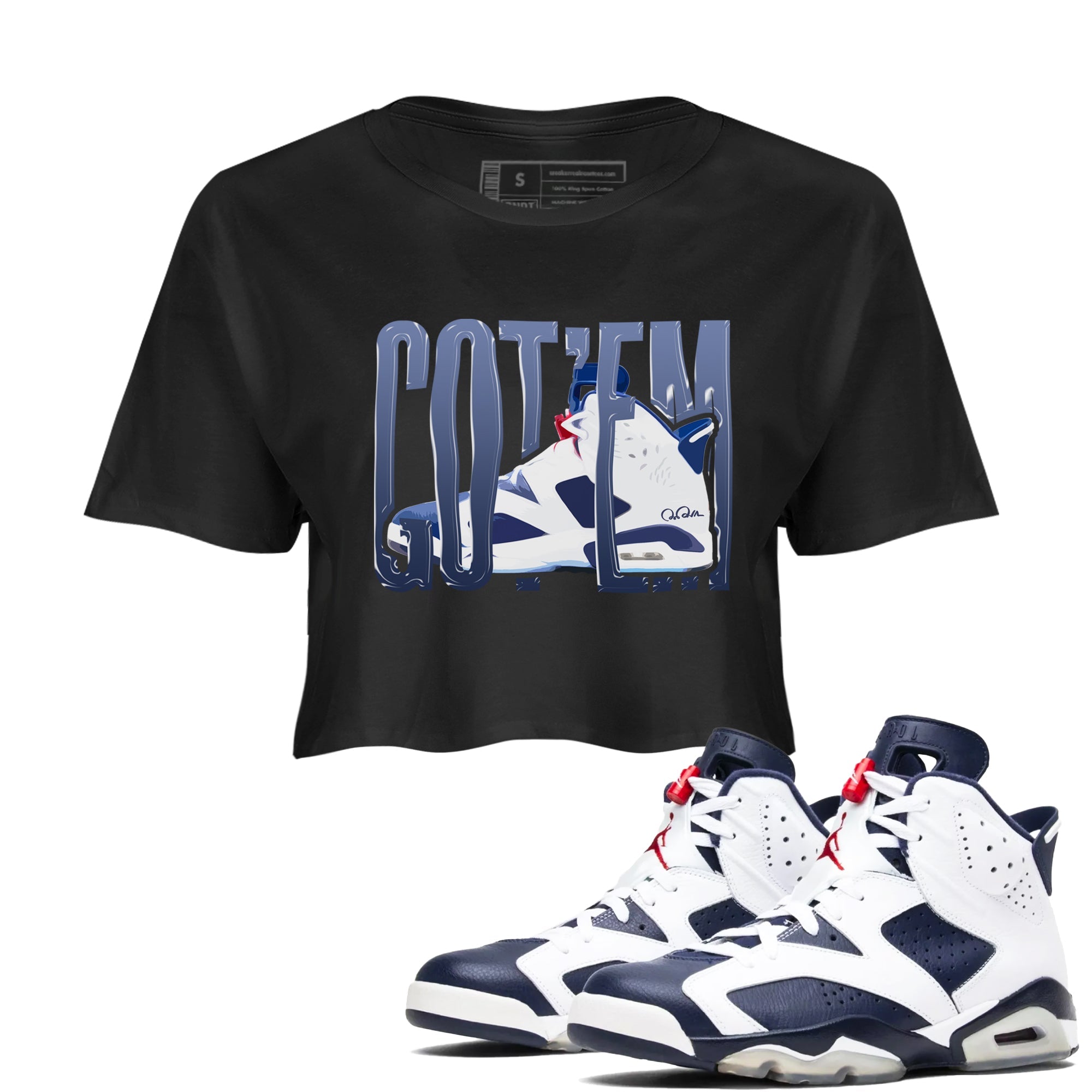 Wiggling Gotem snkmatch Women's Top - Air Jordan 6 White And Midnight Navy