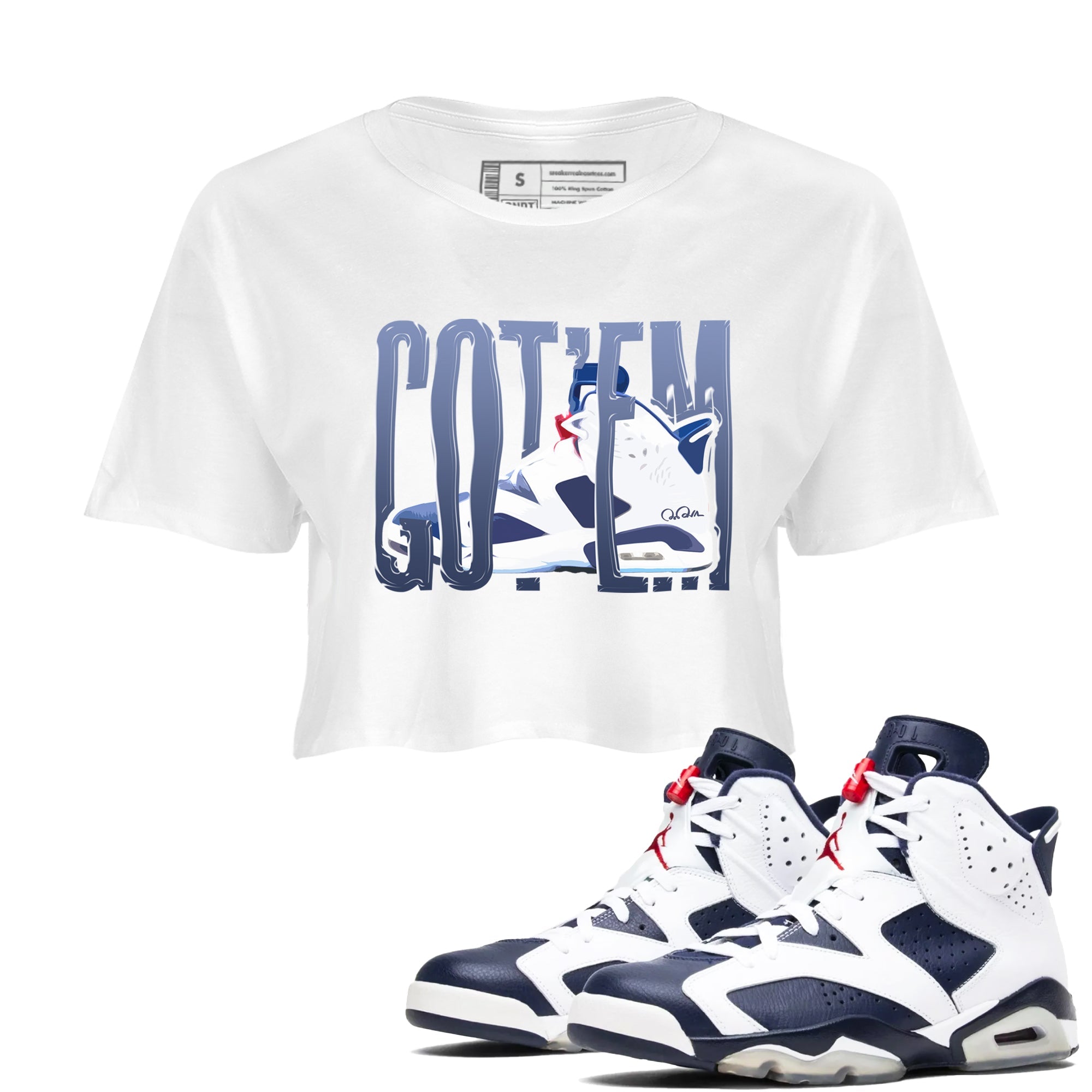 Wiggling Gotem snkmatch Women's Top - Air Jordan 6 White And Midnight Navy