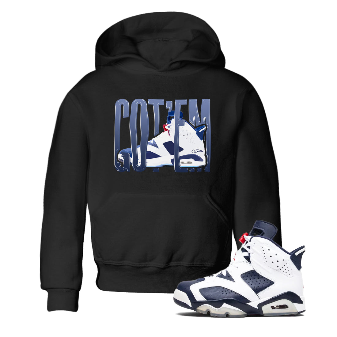 Wiggling Gotem snkmatch Tees Kids - Air Jordan 6 White And Midnight Navy