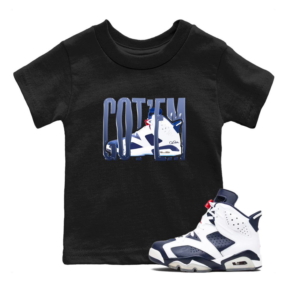 Wiggling Gotem snkmatch Tees Kids - Air Jordan 6 White And Midnight Navy