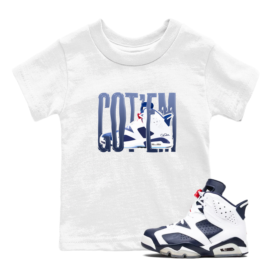 Wiggling Gotem snkmatch Tees Kids - Air Jordan 6 White And Midnight Navy