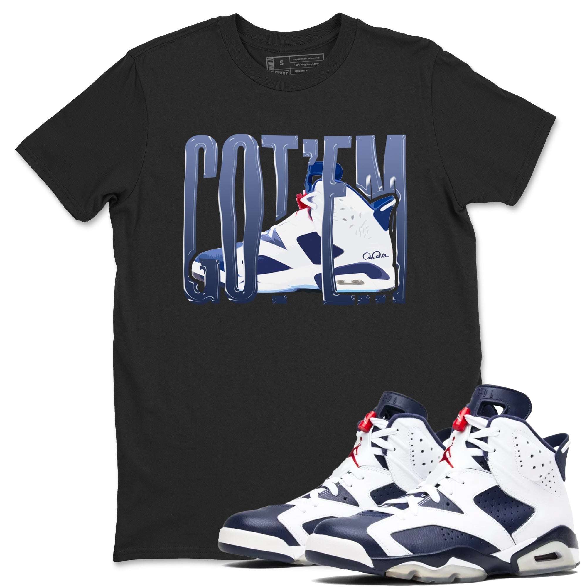 Wiggling Gotem snkmatch Tees - Air Jordan 6 White And Midnight Navy