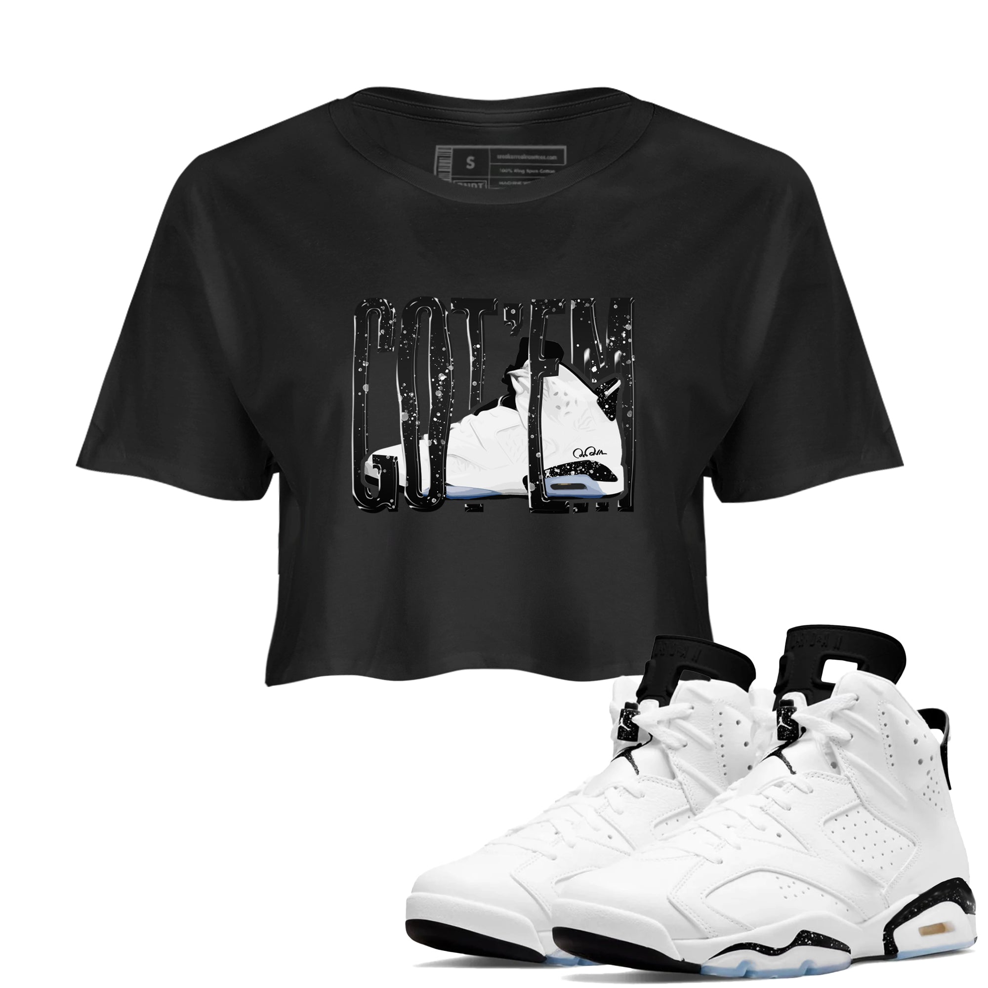 Wiggling Gotem snkmatch Women's Top - Air Jordan 6 White Black