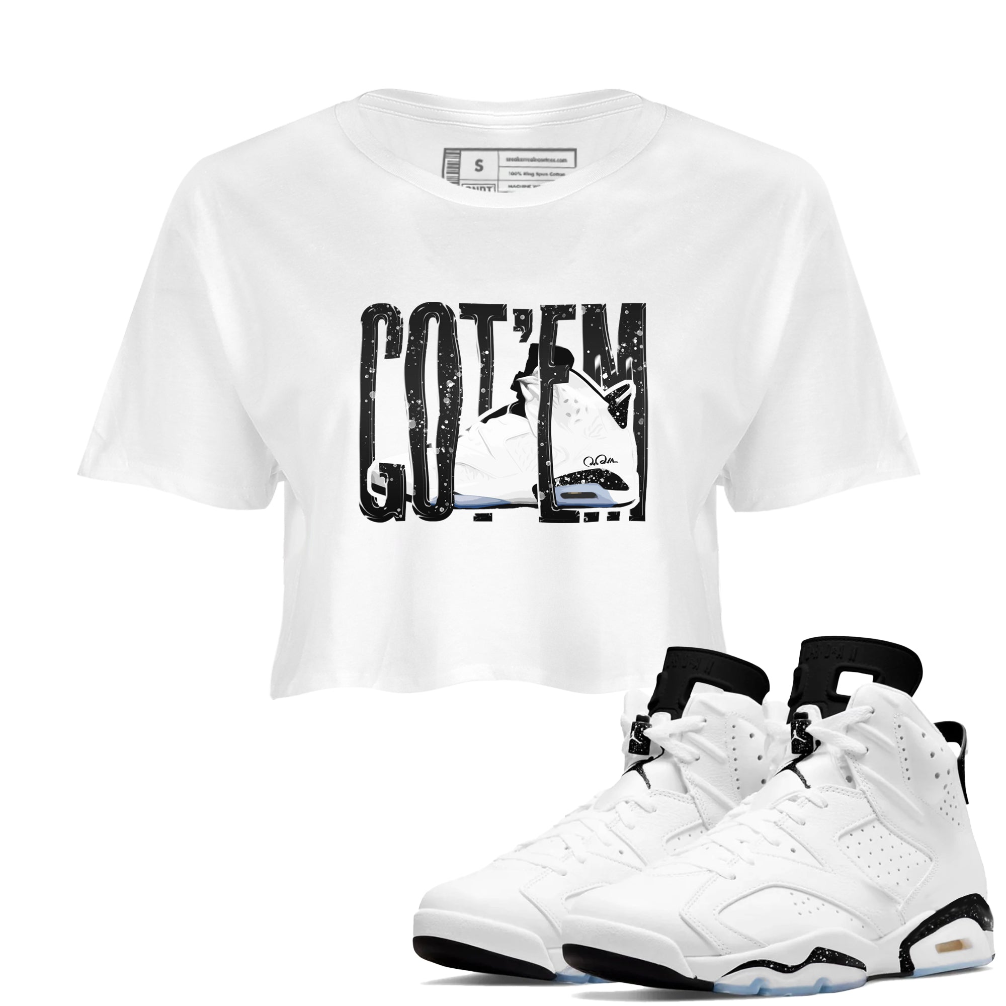 Wiggling Gotem snkmatch Women's Top - Air Jordan 6 White Black
