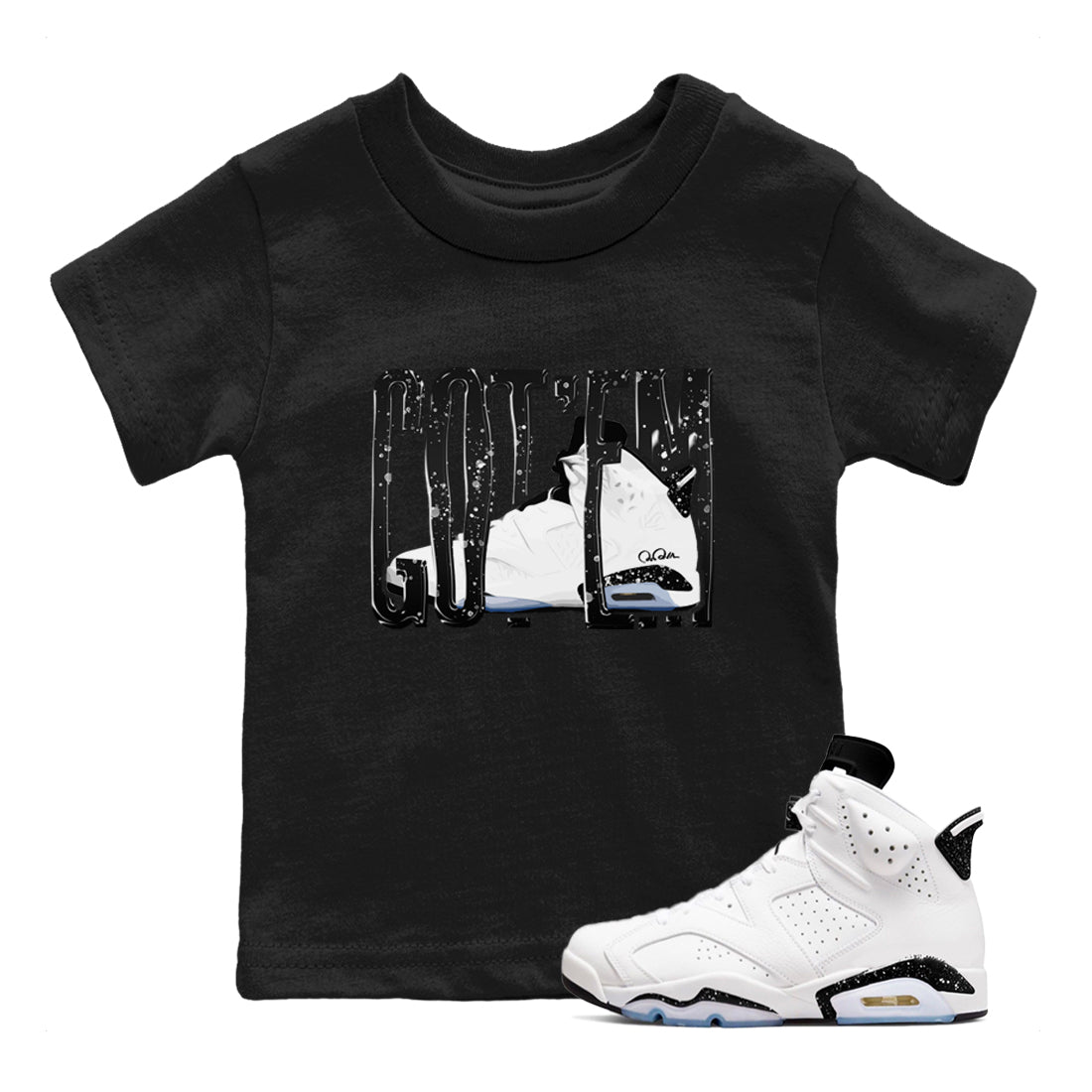 Wiggling Gotem snkmatch Tees Kids - Air Jordan 6 White Black